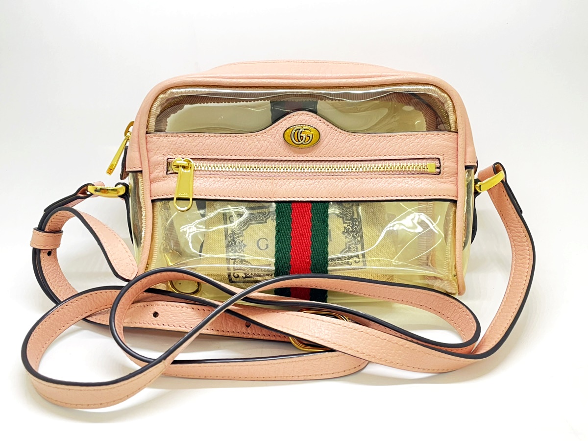 GUCCI（グッチ）オフィディア クリア×ピンク ミニショルダーバッグ 