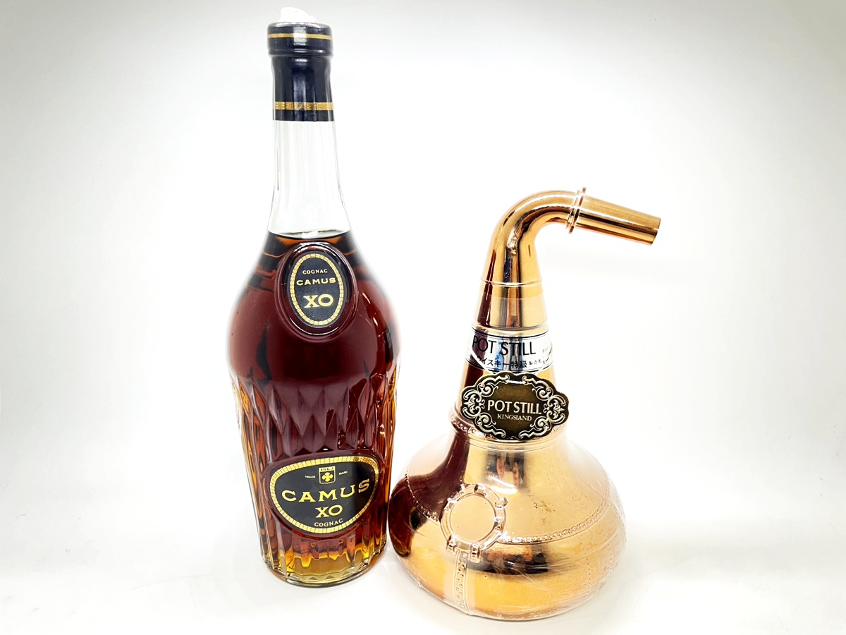 ブランデー、ウイスキー カミュXOロングネック700ml、ポットスティル700mlを1,000円で買いました♪