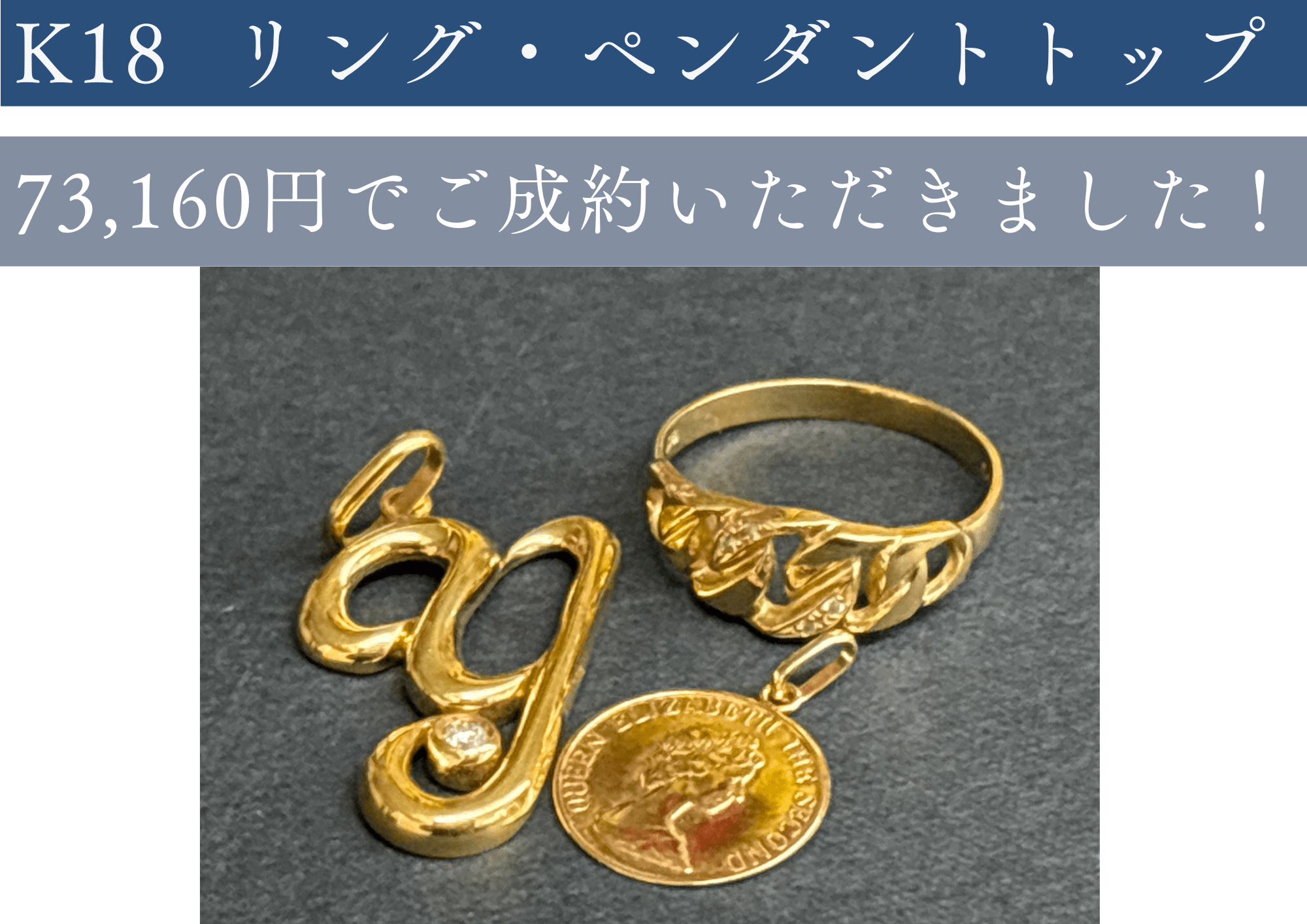 K18リング・ペンダントトップなど 73,160円でお売りいただきました。