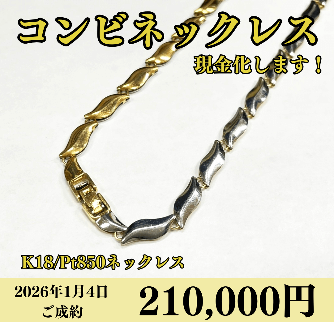 K18（18金）/ Pt850（プラチナ850）ネックレスを210,000円で買いました！