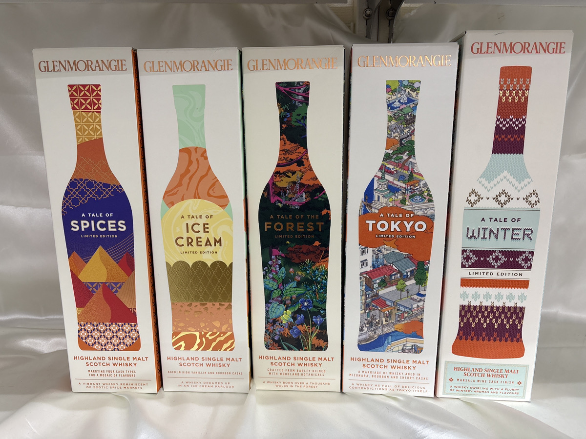 グレンモーレンジィ（Glenmorangie） 5種5本 SPICES ICE CREAM FOREST TOKYO WINTER 28000円でご成約いただきました！ コレクションで集めてたら溜まりすぎて飲みきれない！ そんな時はぜひゴールディーズ本庄店にお売りください♪