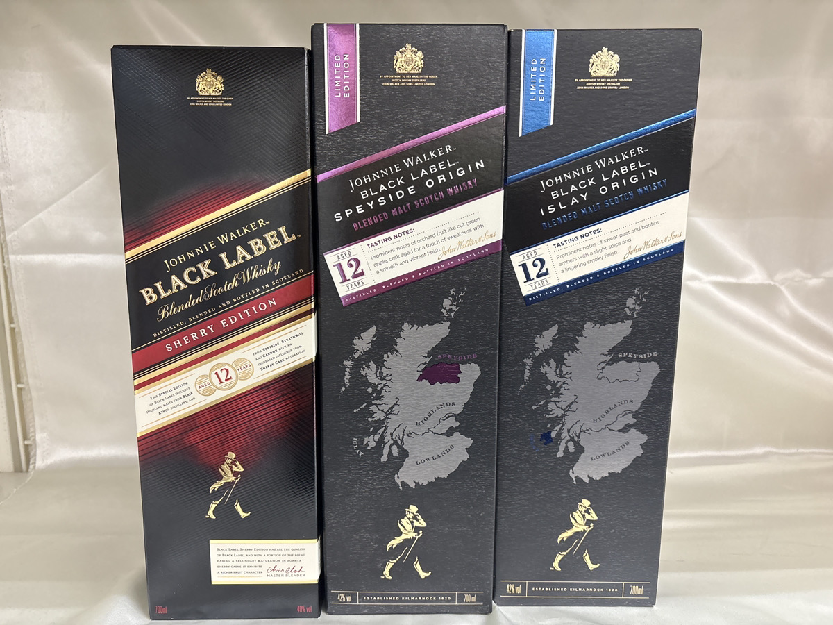 JOHNNIE WALKER12年（ジョニー ウォーカー） アイラオリジン スペイサイドオリジン シェリーエディション 3200円でお売りいただきました♪ 人気のジョニーウォーカーは 古酒も大歓迎です！