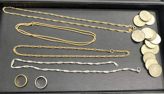 06/01　貴金属　K18 ネックレス 　 PT850 ネックレス　 SV925 リング　旧100円銀貨　お買い取りさせていただきました。　藤岡店